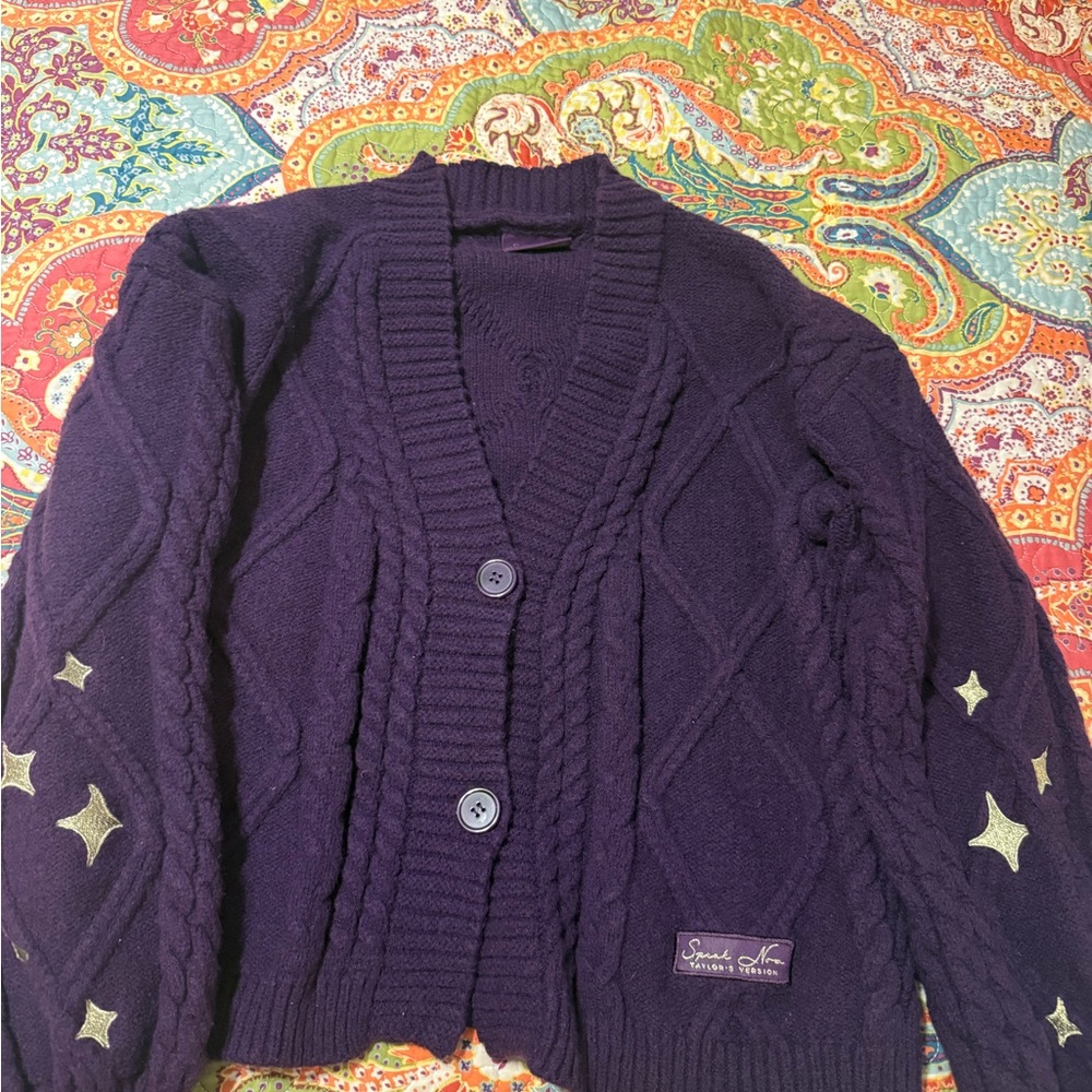 Speak Now Taylor Swift Purple Cable Knit Cardigan